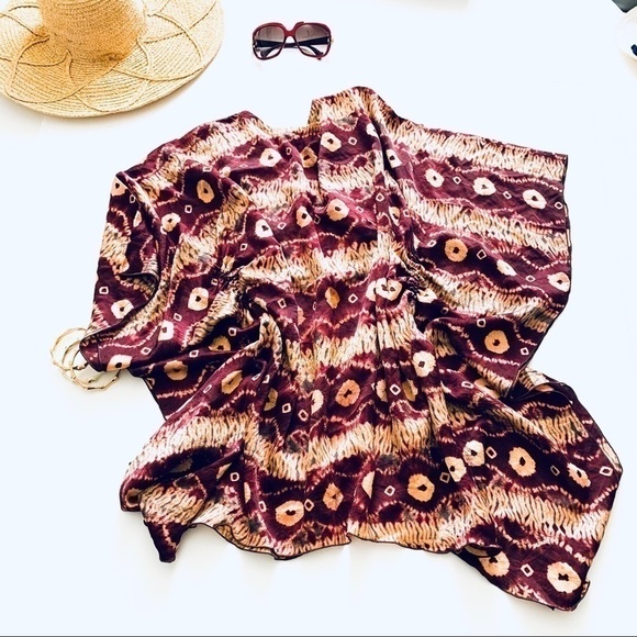 Poupette St. Barth Silk Embellished Kaftan O/S - Picture 1 of 16